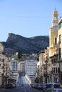 The city center of Alcoy and Sierra de Mariola in the background