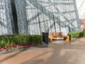 City Center bench and waterfall, Las Vegas, Nevada Royalty Free Stock Photo