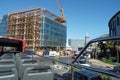 City center of Cape Town with modern building under construction from top of double decker hop on hop off tourist bus. Royalty Free Stock Photo