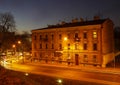 City center by night: ancient temements, Krakow, Poland Royalty Free Stock Photo