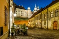 KRAKOW, POLAND - NOVEMBER 26, 2016: City center by night: ancient tenements, Kanonicza Street Royalty Free Stock Photo