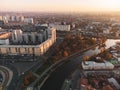 City center park and river, aerial Kharkiv Ukraine