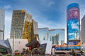 city center, shops like Louis Vitton and Prada, modern hotels and casinos at the Strip in Las Vegas