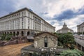 City center of Sofia, Bulgaria. Church of St Petka of the Saddlers and Buildings of Presidency, Council of Ministers Royalty Free Stock Photo