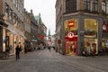 City center and StrÃÂ¸get central street in cultural historical old town with shops, cafes