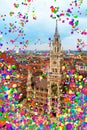 Munich, Marienplatz and townhall with air balloons