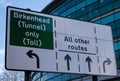 City centre road sign with traffic management Liverpool March 2020