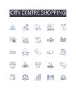 City centre shopping line icons collection. Downtown shopping, Urban shopping, High street shopping, Central shopping