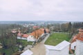 City Cesis, Latvia. Street with old houses and park. Travel photo