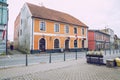 City Cesis, Latvia. Street with old houses and windows. Travel photo