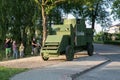 City Cesis, Latvian republic. Century of Cesis Battle Reconstruction for the Baltic States. Armored car and peoples. 22.06.2019