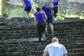 City Cesis, Latvian Republic. Run race, people were engaged in sports activities. Overcoming various obstacles and running. July