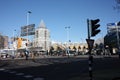 Daily city chaos in the hectic and modern station of the metropolis of Rotterdam. Yellow cubic houses are the decoration of the