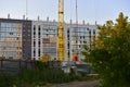 City of Chelyabinsk, Ural / Russian Federation - 07/ 01/ 2020: construction of a new residential complex in the city center.