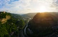 The city of Chiatura and the Mining plant and manganese ore processing plant located in the gorge of the Kvirila River