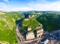 The city of Chiatura and the Mining plant and manganese ore processing plant located in the gorge of the Kvirila River