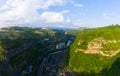 The city of Chiatura and the Mining plant and manganese ore processing plant located in the gorge of the Kvirila River