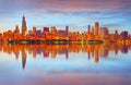 City of Chicago USA, sunset colorful panorama skyline Royalty Free Stock Photo