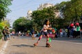 City children roller skating on Park Street, Kolkata