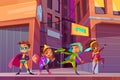 City children superheroes cartoon vector concept