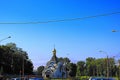 city Church in the bright summer sun