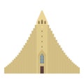 City church icon cartoon vector. Iceland travel