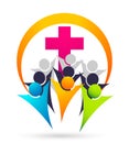 City church crowd of people union care love logo design icon on white background