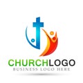 City church people union care love logo design icon on white background