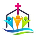 City church people union care love logo design icon on white background