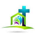 City church people union care love logo design icon on white background