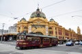 city circle tram passing Flinders Street Station, Melbourne Royalty Free Stock Photo