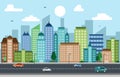 City Cityscape Skyline Landmark Building Traffic Street Illustration