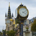 City clock on Europe Square. Clock with a Big Clock at Europe Square. Vintage clock with Watch. Old town. Adjara. batumi georgia Royalty Free Stock Photo