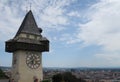 City Clock Uhrturm Tower is the Landmark of Graz, Austria Royalty Free Stock Photo