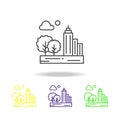 City, cloud, moon, tree colored icon. Can be used for web, logo, mobile app, UI, UX Royalty Free Stock Photo