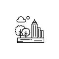 City, cloud, moon, tree outline icon. Element of landscapes illustration. Signs and symbols outline icon can be used for web, logo Royalty Free Stock Photo