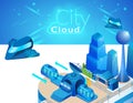 City Cloud Smart Concept of Futuristic Metropolis.