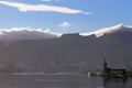 City on coast in shadow of mountain ridge. Port Louis, Mauritius;