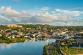 City on coast of tropical island, St John`s, Antigua and Barbuda Royalty Free Stock Photo