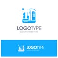 City, Colonization, Colony, Dome, Expansion Blue Solid Logo with place for tagline