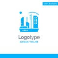 City, Colonization, Colony, Dome, Expansion Blue Solid Logo Template. Place for Tagline