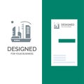 City, Colonization, Colony, Dome, Expansion Grey Logo Design and Business Card Template