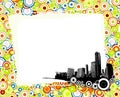 City with colorful circles. Royalty Free Stock Photo