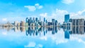 City commercial buildings skyline and water reflection Royalty Free Stock Photo