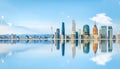 City commercial buildings skyline and water reflection Royalty Free Stock Photo