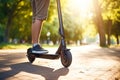 City commute: man on electric scooter enjoying outdoors