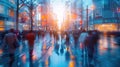 City commuters. High key blurred image of workers going back home after work. Royalty Free Stock Photo