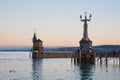 The city of Constance on Lake Constance, harbor with Imperia statue and light house, Germany Royalty Free Stock Photo