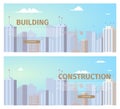 Construction Business Flat Vector Web Banners Set Royalty Free Stock Photo