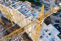 City construction site. aerial top view of apartment building under construction